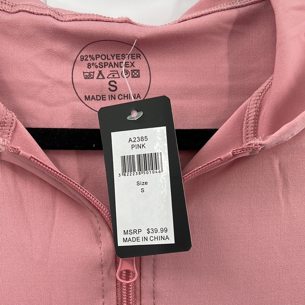 πLydaa Athletic Jacket & Short Set Pink & White W/Pockets & Stripes S,M,L & XL - Picture 10 of 10